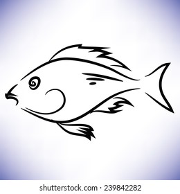  illustration  with fish  on white background