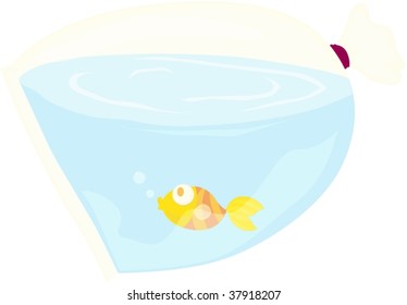 ilustración de peces en una bolsa de plástico