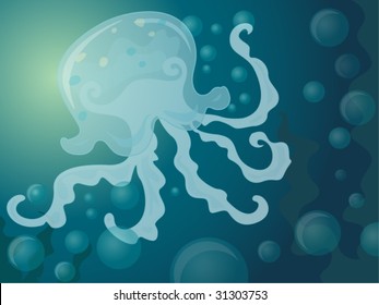 ilustración de peces en el mar