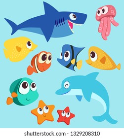illustration of fish sea animal cartoon vector 