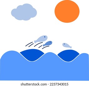 illustration of fish in the sea. fish vector illustration. grilled fish. fish dishes
