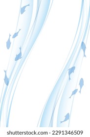 Ilustración de la sombra de los peces y el caudal de agua, ilustración vectorial.