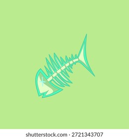 Ilustración de un pez en un estilo de línea simple. El color es predominantemente verde claro o neón. 