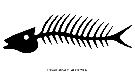 Illustration of a fish skeleton in a minimalist style showcasing its detailed structure