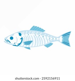 Illustration of Fish Skeleton Representing Fishing Industry Isolated on White Background. Fish Skeleton Icon for Fishing Industry, Minimalist Fish Bones for Seafood Sector