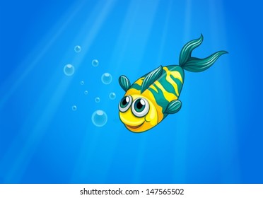 Illustration of a fish swimming in the sea