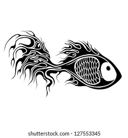 Illustration of fish in tattoo style