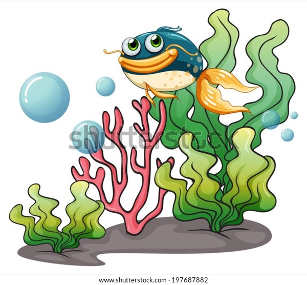 Illustration Fish Under Sea On White Stock Vector Royalty Free