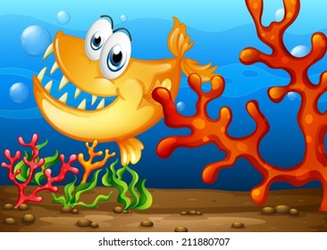 Illustration eines Fisches unter Wasser