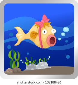 Illustration of a fish underwater background vector