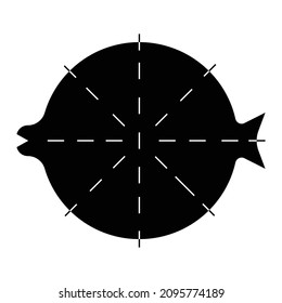 Die Illustration von Fischvektoren. Eignet sich für das Symbol, das Logo, das Zeichen oder das Symbol von Meerestieren, Tieren oder Meereslebewesen