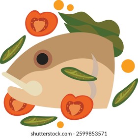 Illustration of Fish with Vegetables