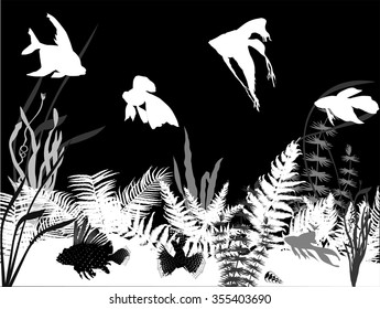 illustration with fishes in algae