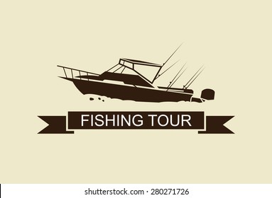 illustration fishing boat, vector