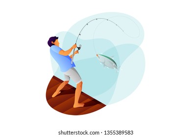 Illustration fishing flat design