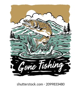 an illustration of fishing life in wilderness