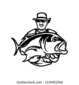illustration for fishing logo. Fisherman logo. Fishing logo	
