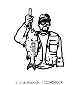 illustration for fishing logo. Fisherman logo. Fishing logo	