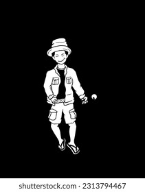 
Illustration of a fishing man, can be used for fishing gear logo or fishing competition poster.