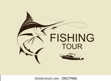 illustration fishing marlin symbol, vetor