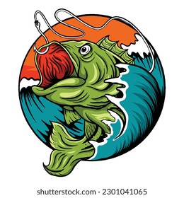 Illustration of fishing on a lake