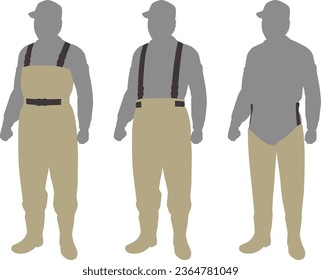 Illustration of fishing waders by type