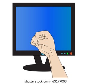 illustration fist threatens monitor expressing strong anger