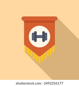 Illustration of a fitness achievement badge with weightlifting icon and emblem design, symbolizing strength and accomplishment in the gym and healthy lifestyle, isolated on a flat background