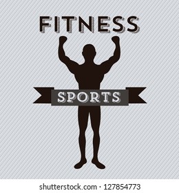 Illustration of Fitness Icons, sports and exercise, caring figure and health, vector illustration