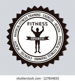 Illustration of Fitness Icons, sports and exercise, caring figure and health, vector illustration