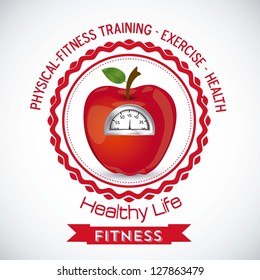 Illustration of Fitness Icons, sports and exercise, caring figure and health, vector illustration