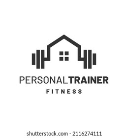 Illustration fitness on home Personal Trainer logo design vector