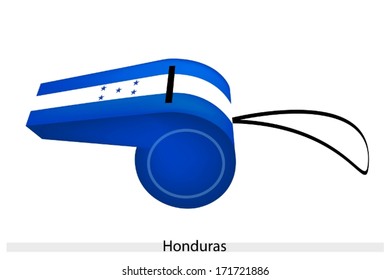 An Illustration of The Five Cerulean Five-Pointed Stars on Blue and White Bands of The Republic of Honduras Flag on A Whistle, The Sport Concept and Political Symbol. 