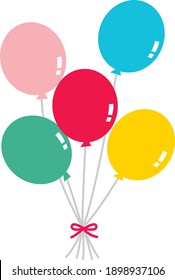 Illustration of five colorful balloons