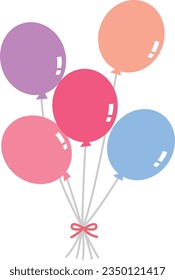 Illustration of five colorful balloons