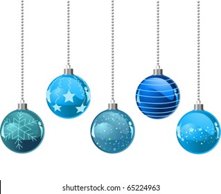 Illustration von fünf verschiedenen Farben Weihnachtsbällen