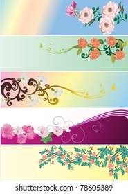 illustration with five floral strips collection