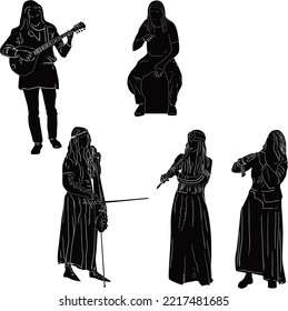 ilustración con cinco músicos aislados en fondo blanco