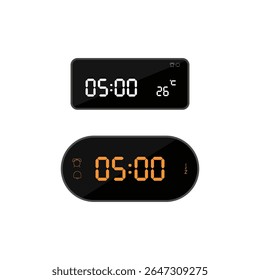 ilustração de símbolo e sinal de ícone de relógio digital às cinco horas. ícone colorido para design de site