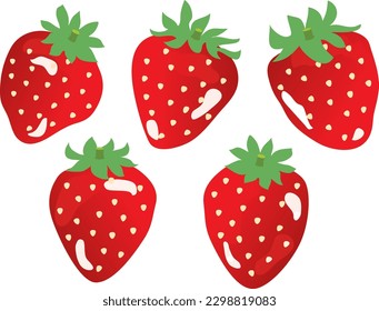 Ilustración de cinco fresas