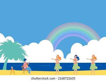 illustration of fla girls and ocean