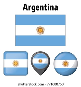 Illustration flag of Argentina, and several icons. Ideal for catalogs of institutional materials and geography