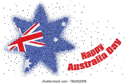 Illustration of a flag of Australia from points, a postcard to the day of Australia.