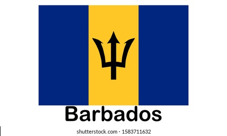 Illustration Flag of Barbados for continue, Flag Of Barbados Isolated On White Background.