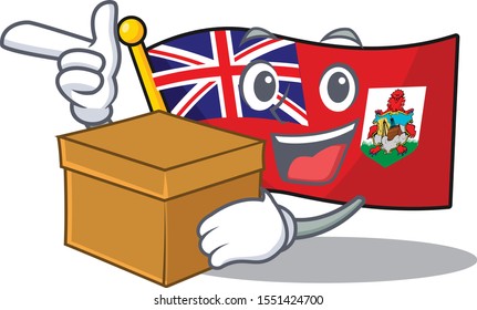 illustration flag bermuda on the with bring box mascot