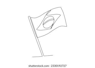 Illustration of the flag of Brazil. 7 de setembro one-line drawing