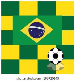 illustration flag of Brazil on the green and yellow background