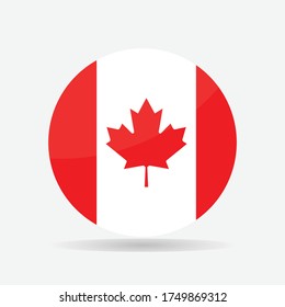 Icono de vector de bandera de canadá redondo aislado, botón de indicador canadá