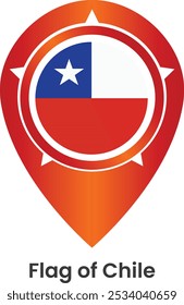 Illustration of the flag of Chile country, pin map icon