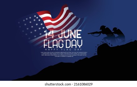 illustration of Flag Day, National day in United States. Holiday celebrated annual June 14 in USA.